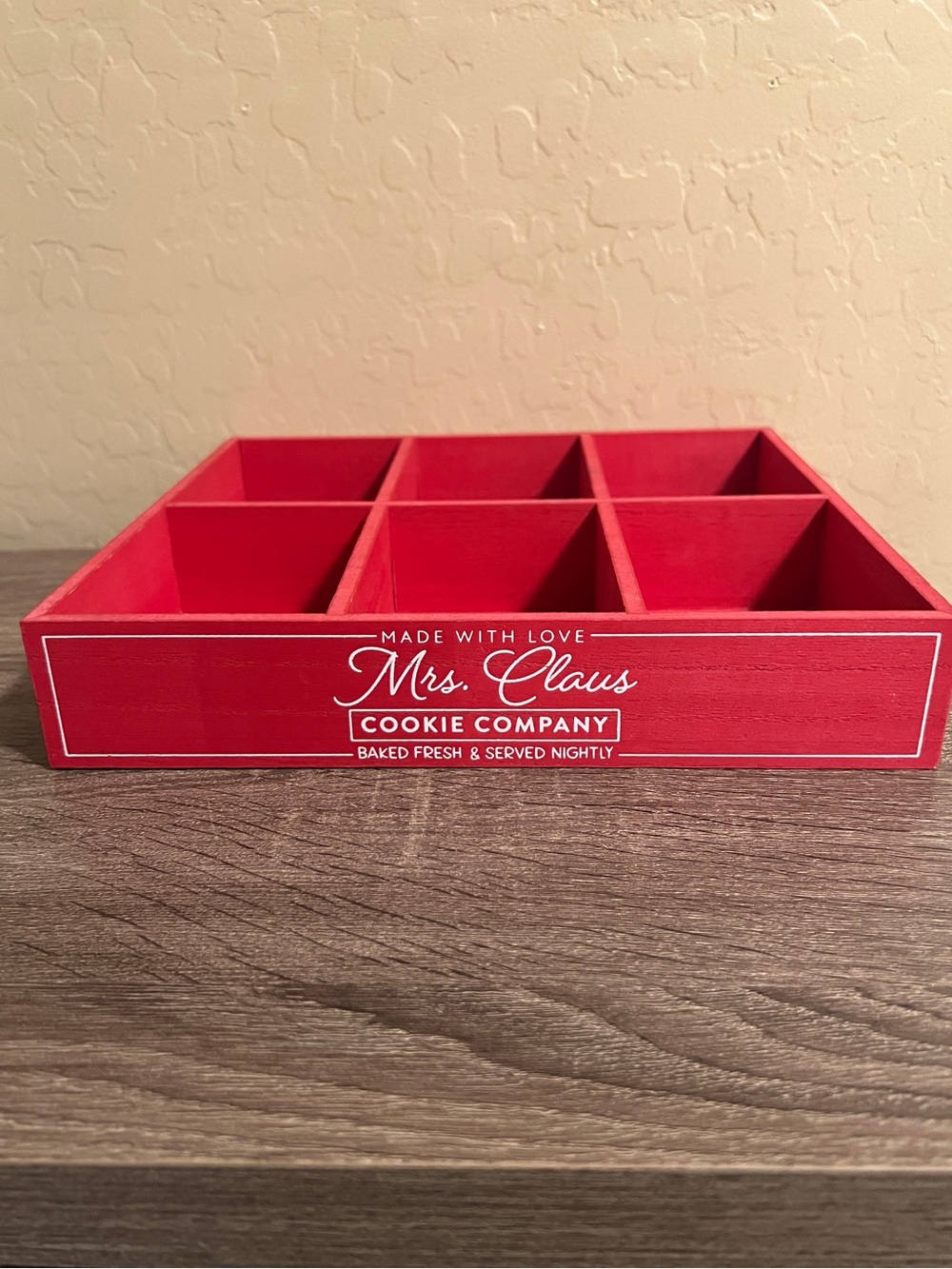 Target Bullseye Christmas Crate Red Mrs. Claus Cookie Company Wood NWT